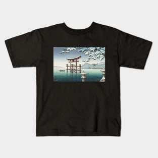 Snow in Miyajima by Tsuchiya Koitsu Kids T-Shirt